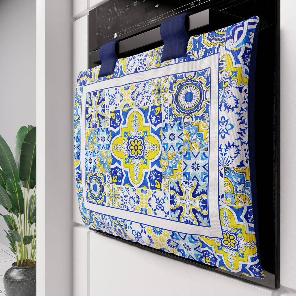 Copriforno Geometrico per Cucina in Stampa Digitale Vietri 02 Blu 1pz