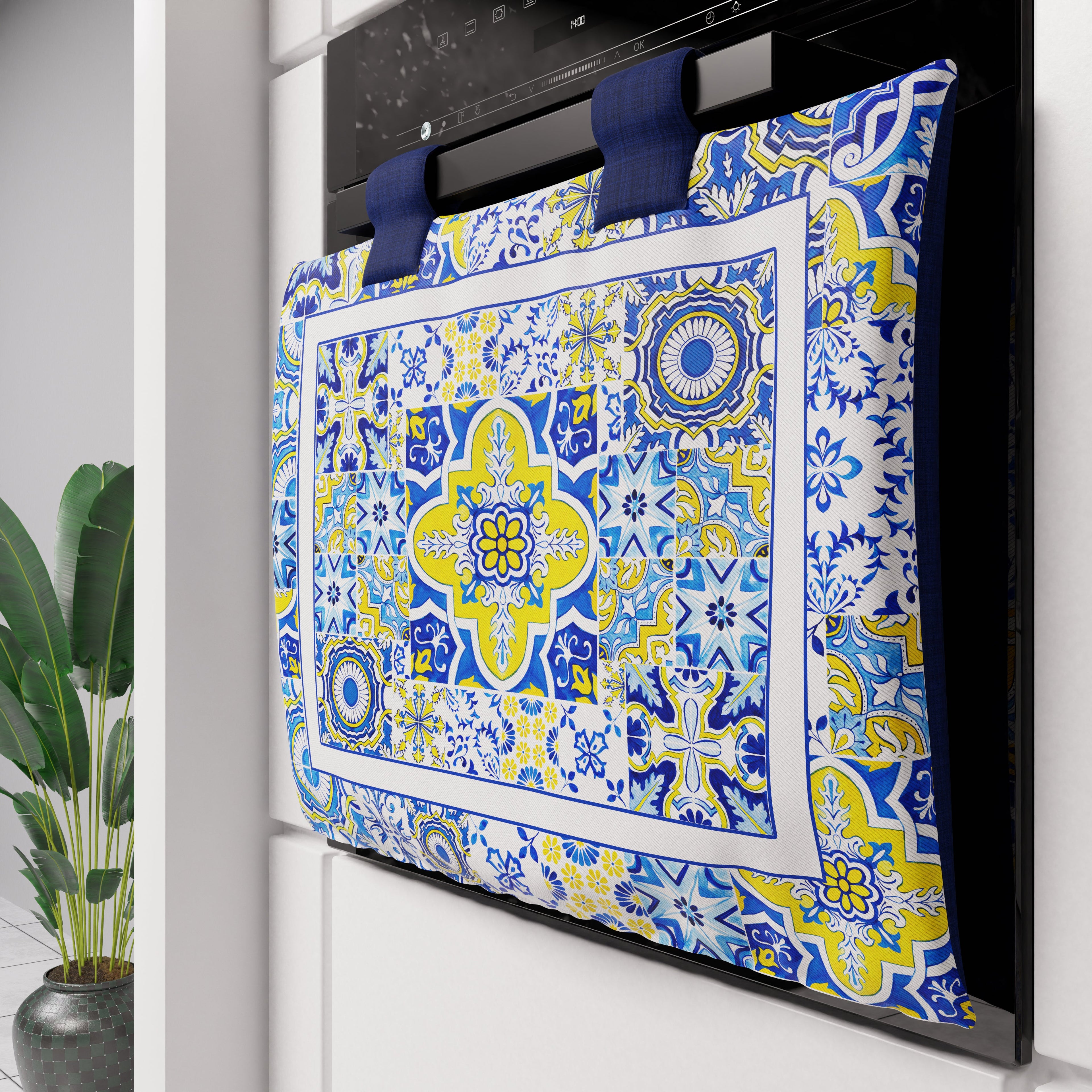 Copriforno Geometrico per Cucina in Stampa Digitale Vietri 02 Blu 1pz