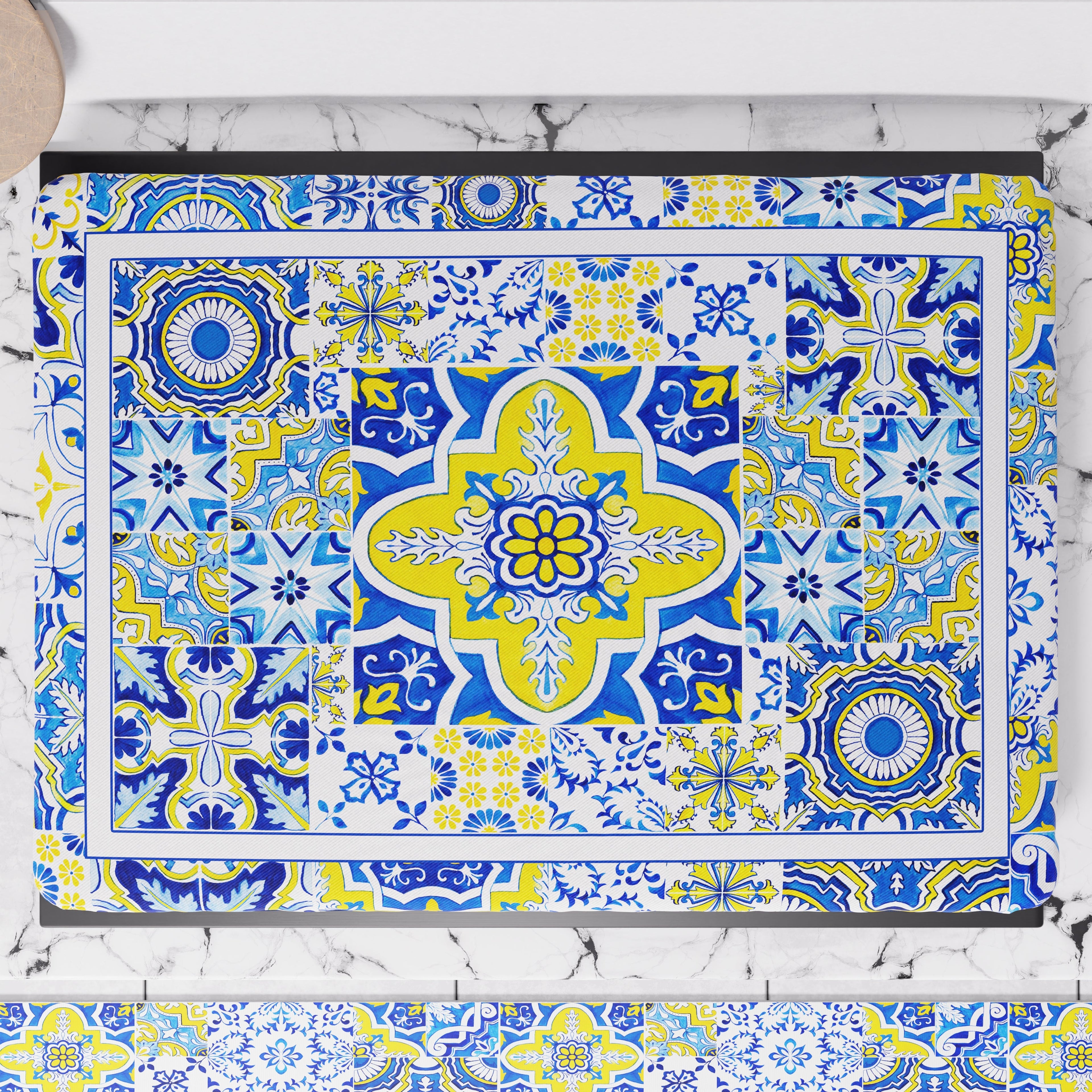 Coprifornello Geometrico Coprifuochi Cucina in Stampa Digitale Vietri 02 Blu