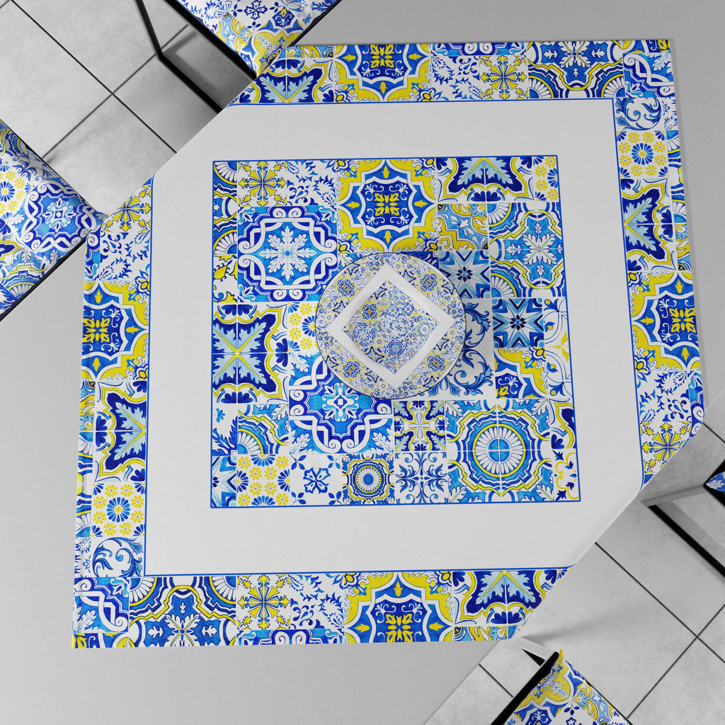 Centrotavola Geometrico per Cucina in Stampa Digitale Vietri 02 Blu