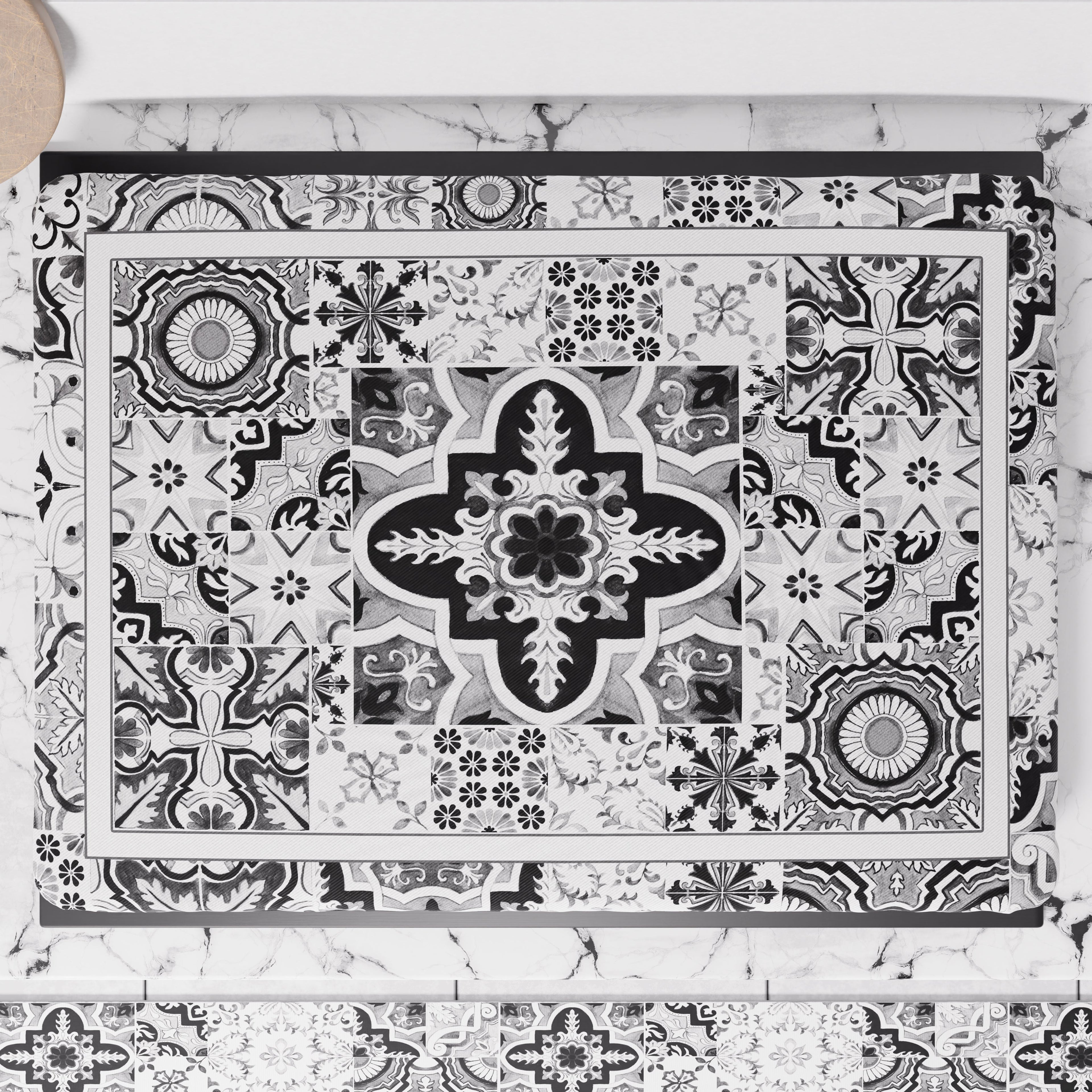 Coprifornello Geometrico Coprifuochi Cucina in Stampa Digitale Vietri 02 Nero