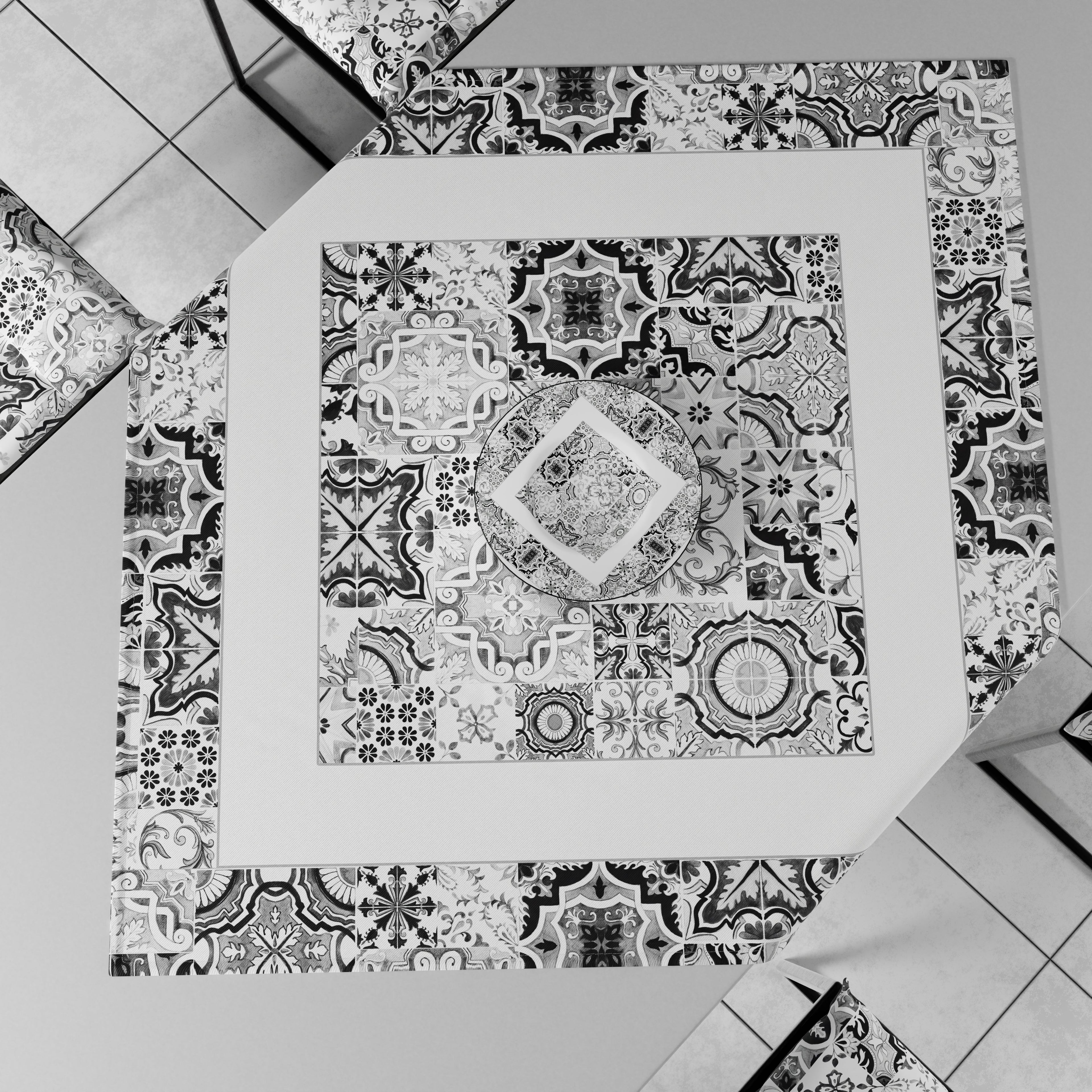 Centrotavola Geometrico per Cucina in Stampa Digitale Vietri 02 Nero