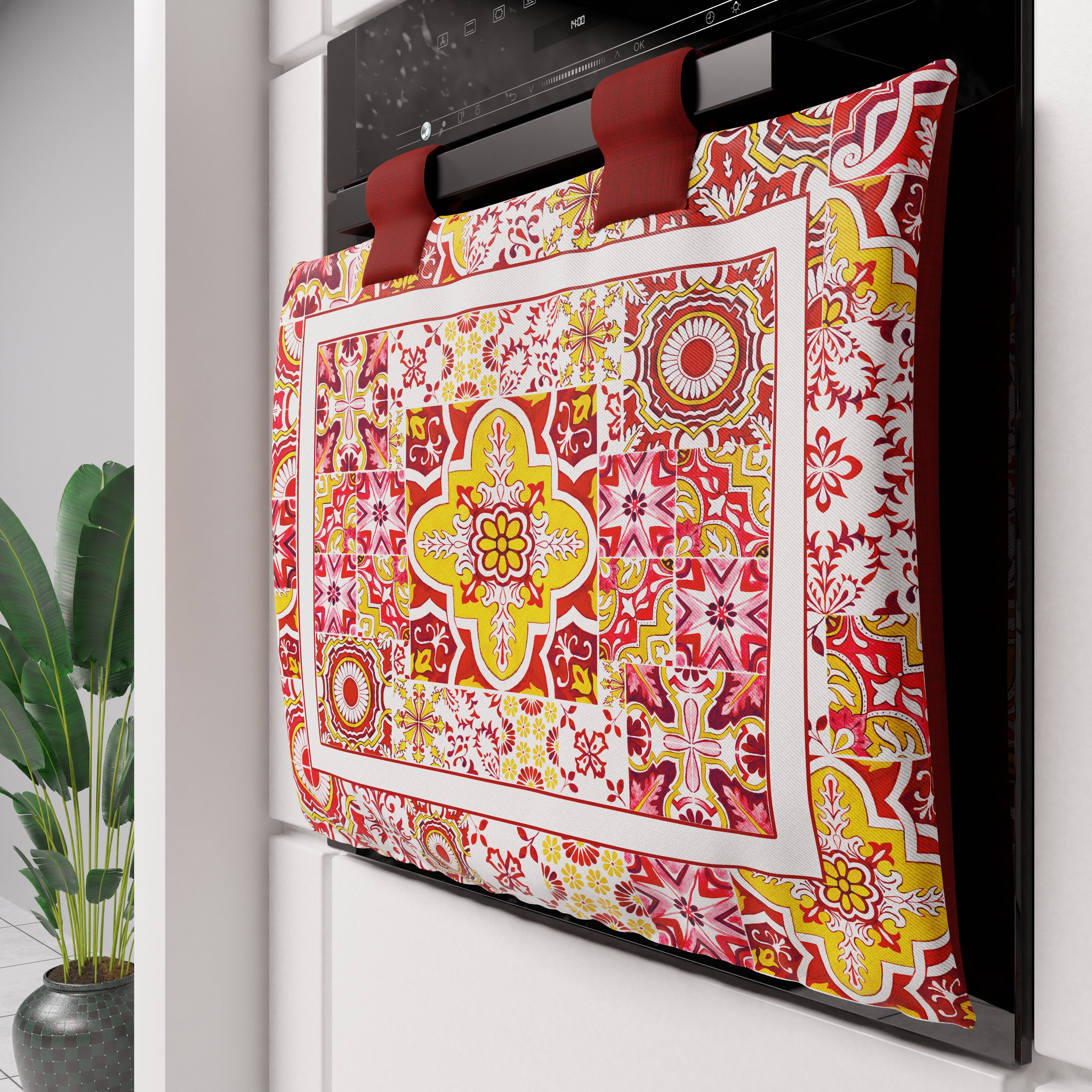 Copriforno Geometrico per Cucina in Stampa Digitale Vietri 02 Rosso 1pz