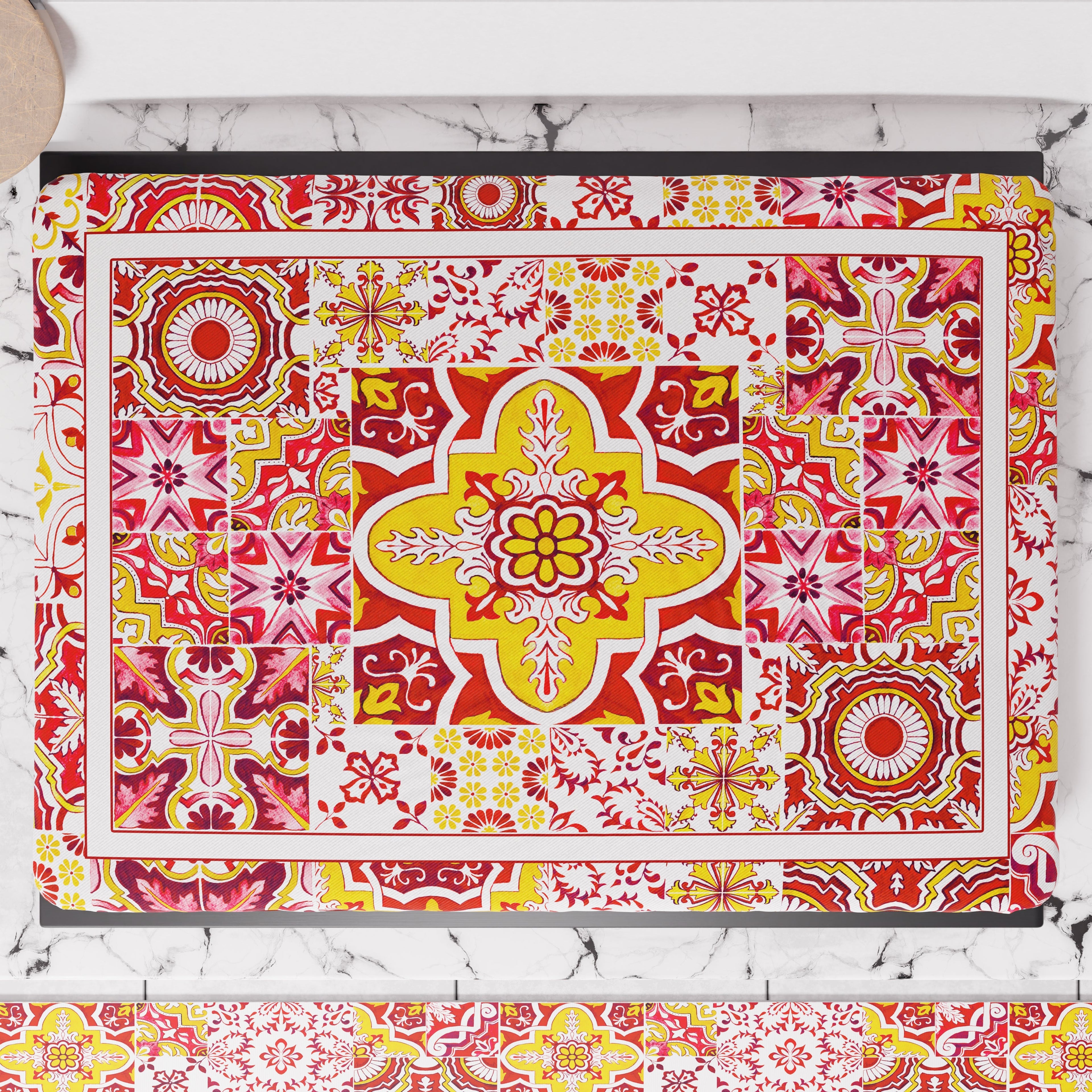 Coprifornello Geometrico Coprifuochi Cucina in Stampa Digitale Vietri 02 Rosso