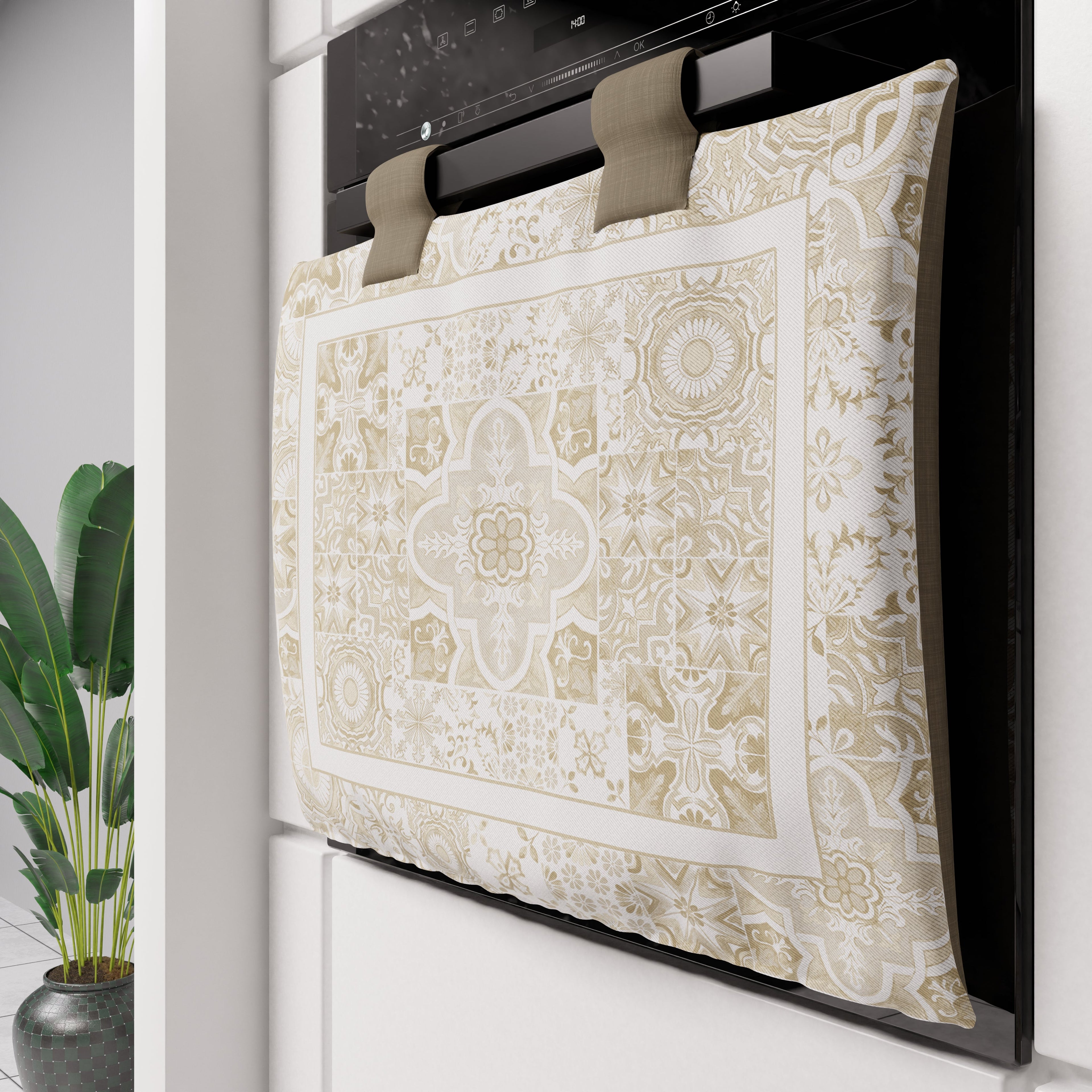 Copriforno Geometrico per Cucina in Stampa Digitale Vietri 02 Beige 1pz
