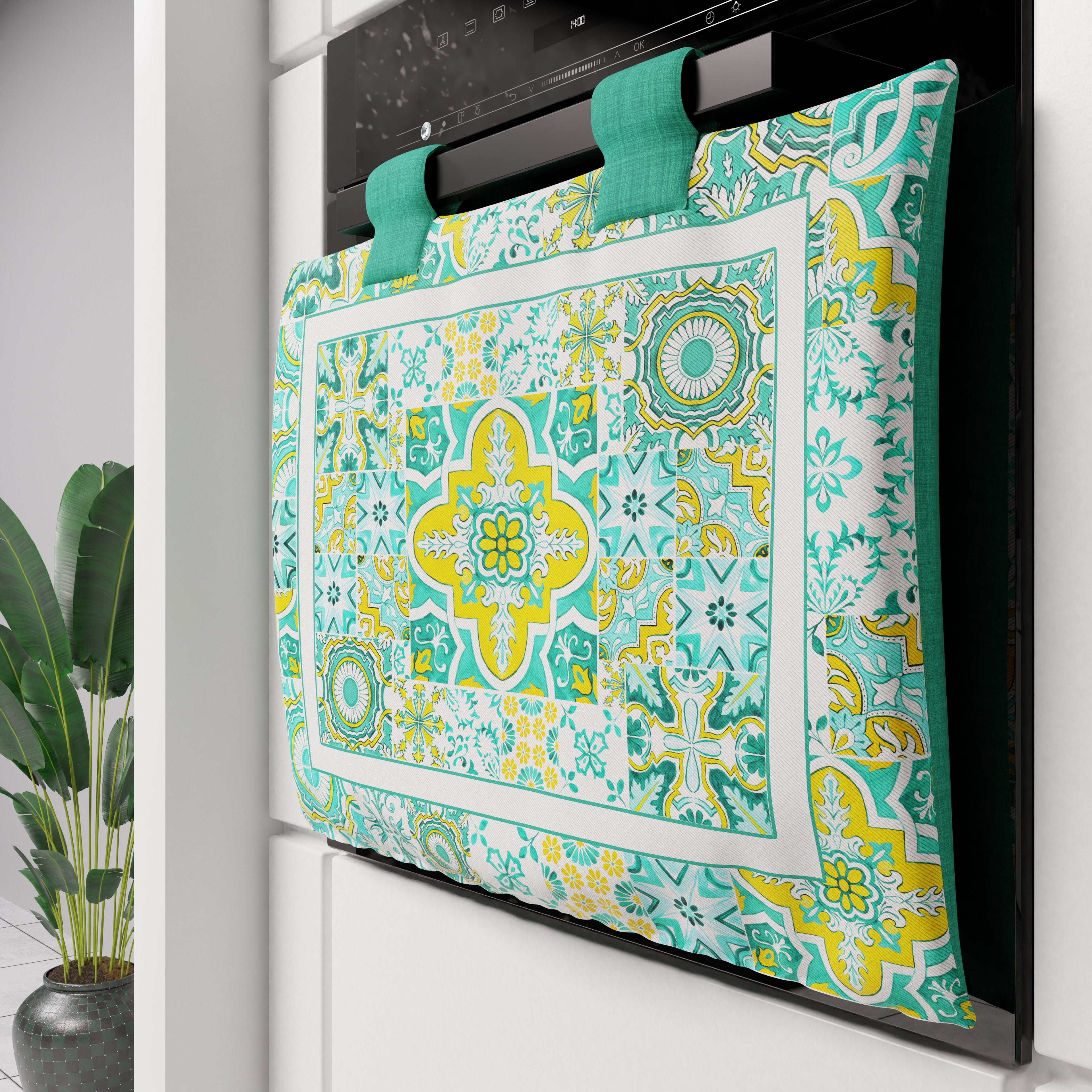 Copriforno Geometrico per Cucina in Stampa Digitale Vietri 02 Verde Acqua 1pz