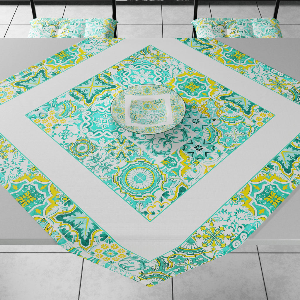 Centrotavola Geometrico per Cucina in Stampa Digitale Vietri 02 Verde Acqua