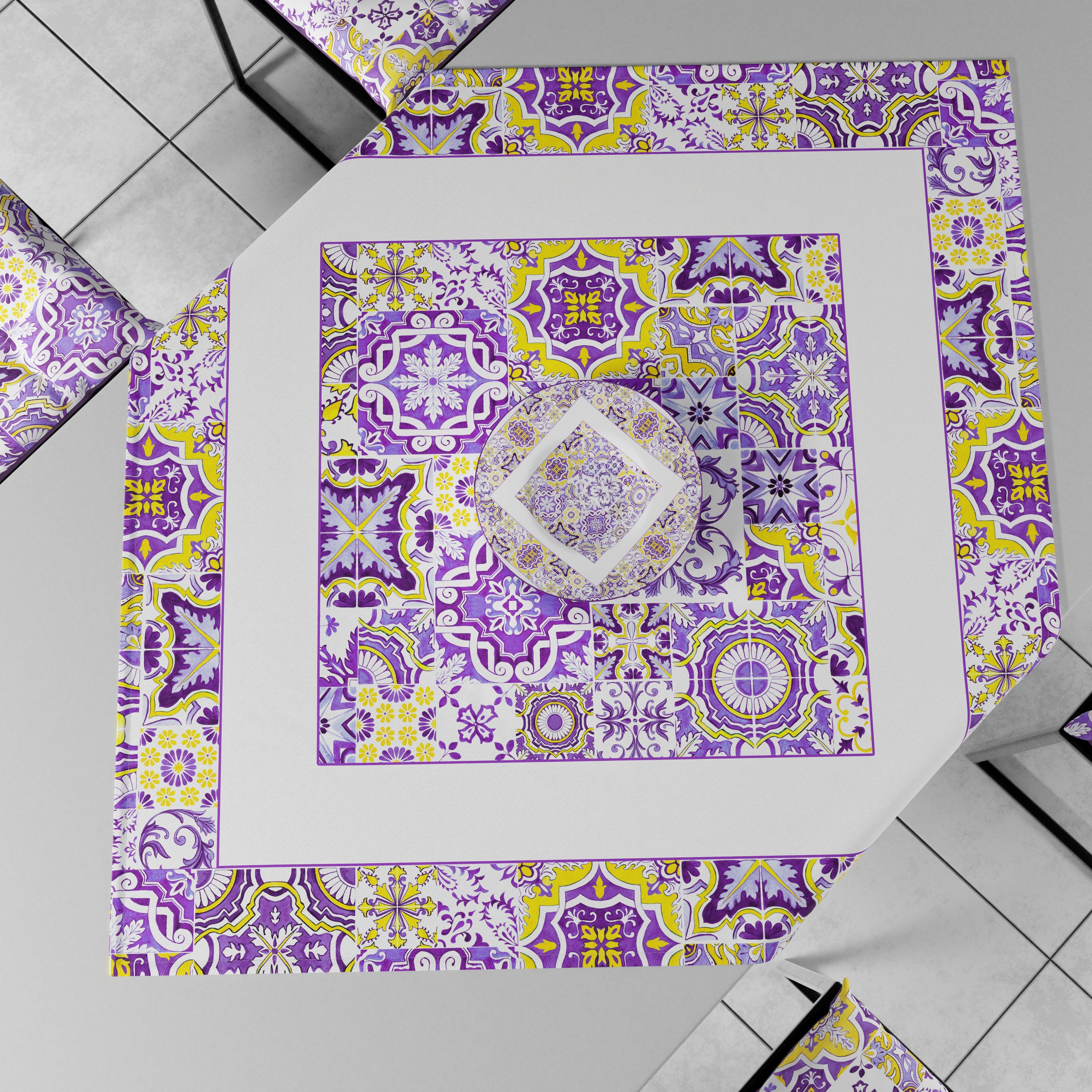 Centrotavola Geometrico per Cucina in Stampa Digitale Vietri 02 Viola