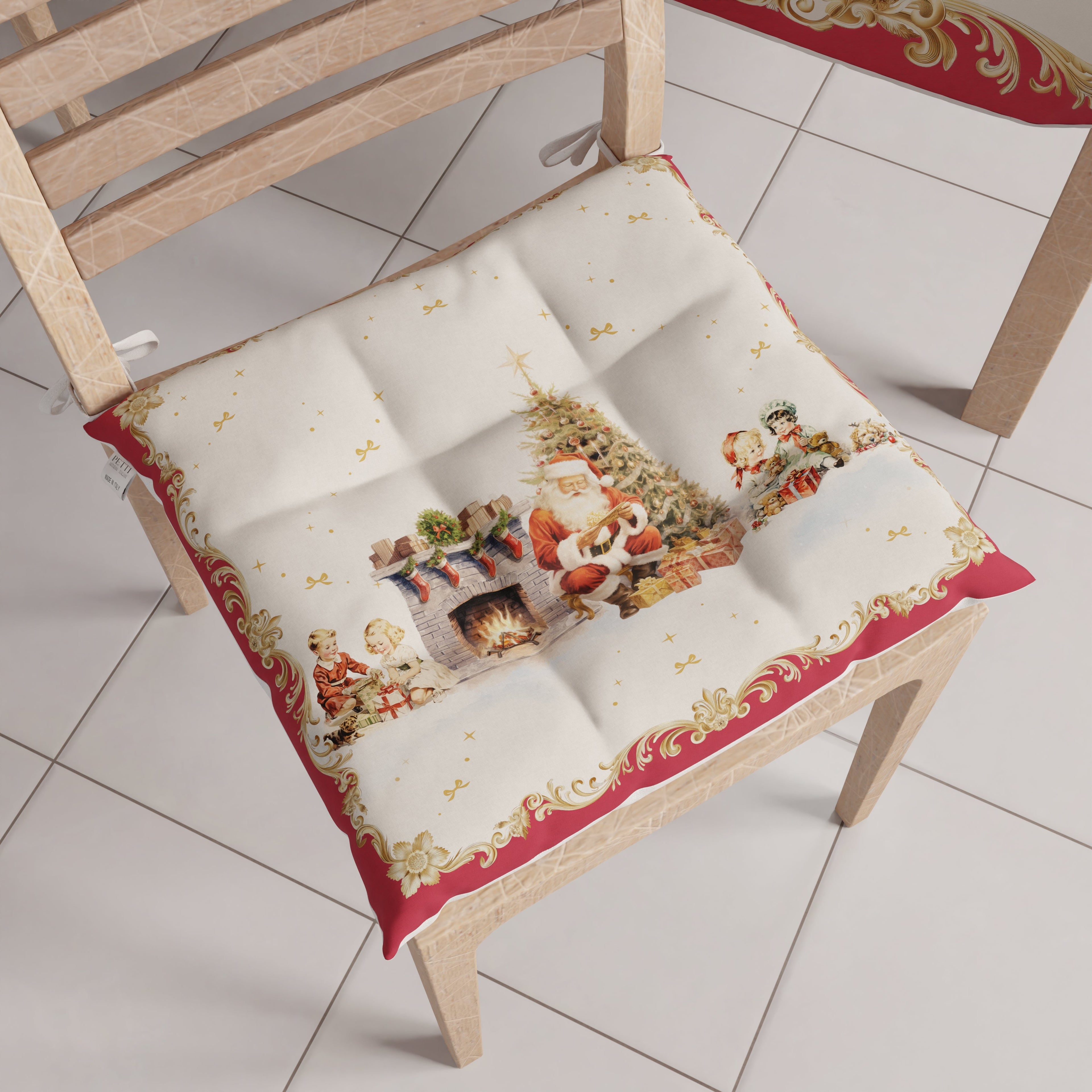 Cuscini per Sedie Natalizi Coprisedia Natalizi 6 Pezzi Vintage Xmas