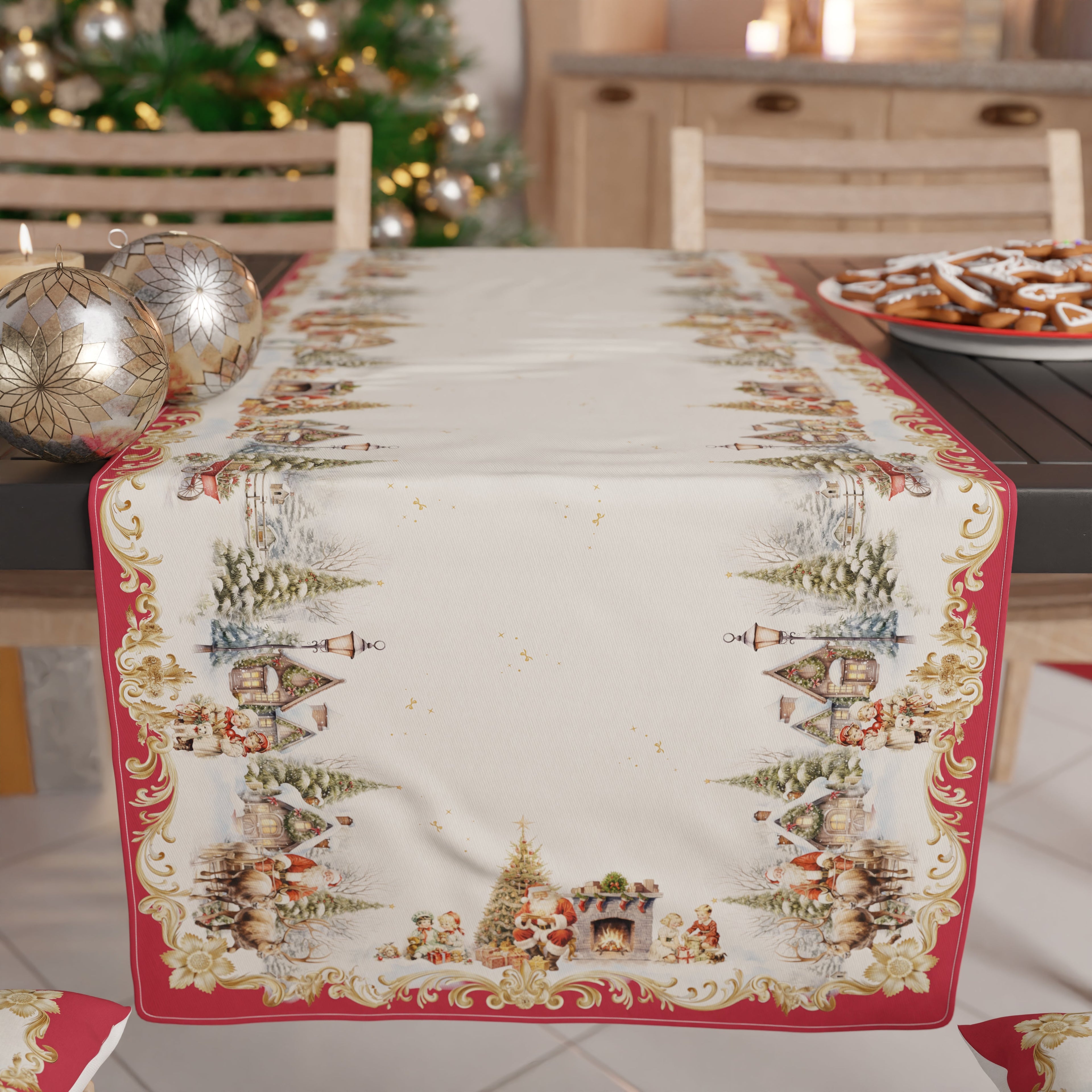 Runner Natalizi, Runner Tavola Natalizio, Tovaglia Runner Natalizia, Runner Cucina Vintage Xmas