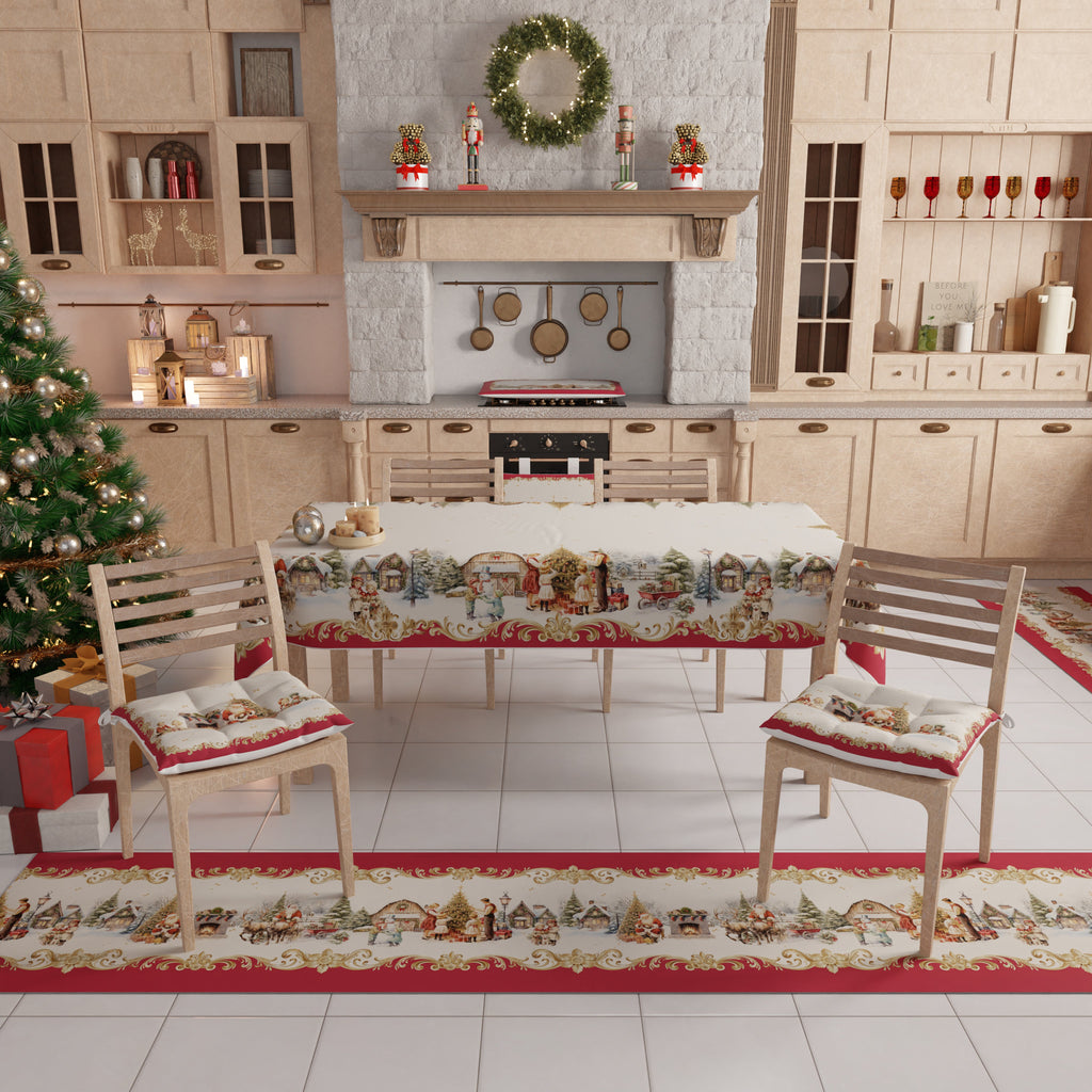 Tovaglia Natalizia, Tovaglia da tavola Antimacchia, Copritavolo da Cucina Vintage Xmas