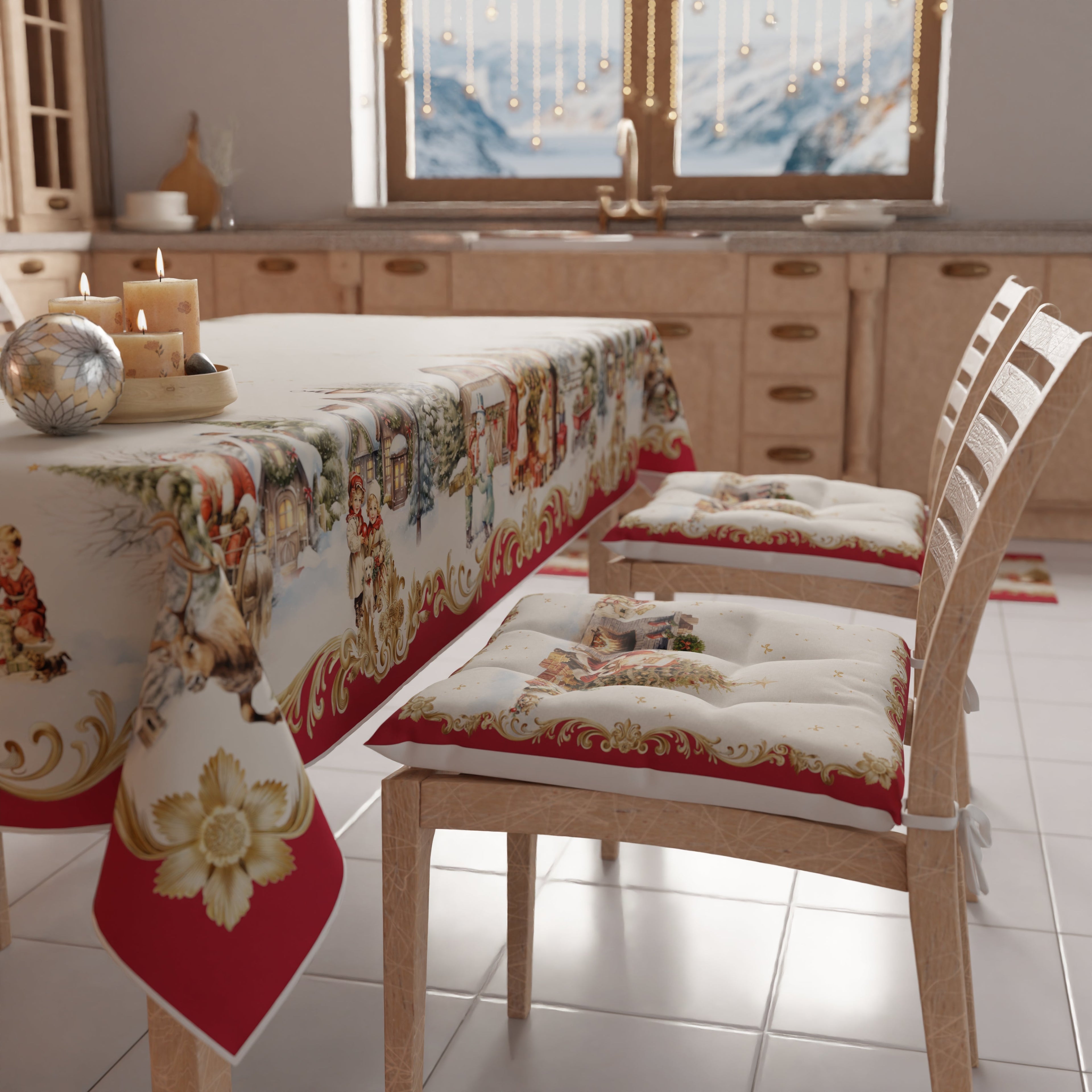 Cuscini per Sedie Natalizi Coprisedia Natalizi 6 Pezzi Vintage Xmas