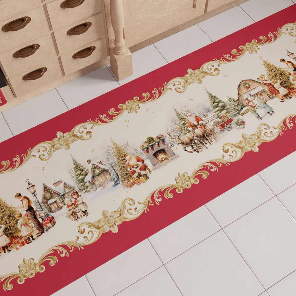 Tappeto Cucina Natalizio Antiscivolo Passatoia Natalizia Cucina lavabile Vintage Xmas