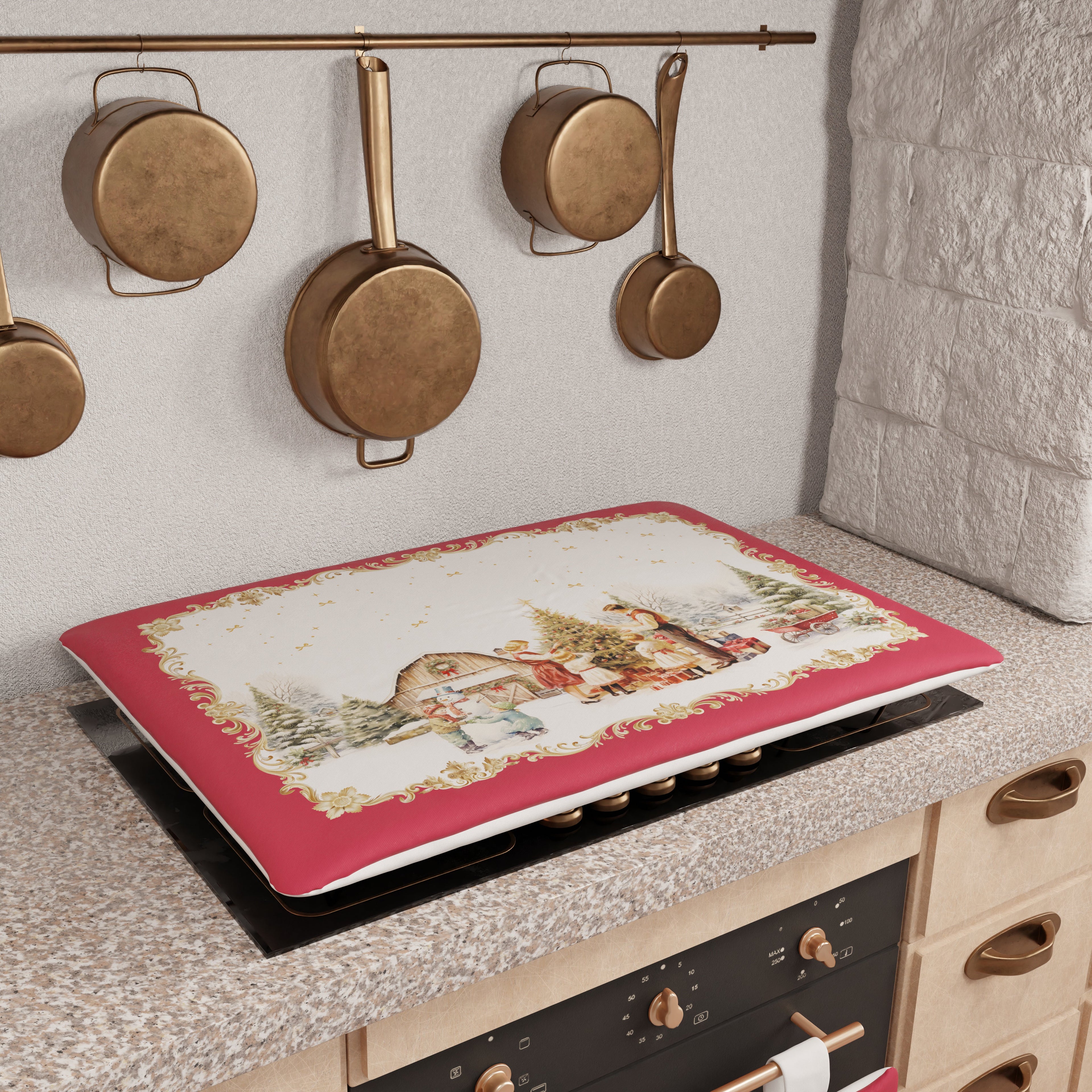 Coprifornello Natalizio Coprifuochi Cucina in Stampa Digitale Vintage Xmas