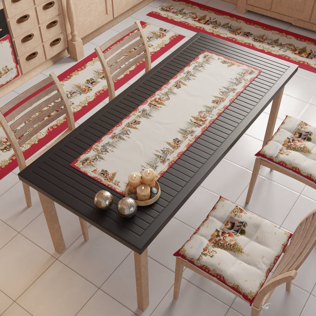 Runner Natalizi, Runner Tavola Natalizio, Tovaglia Runner Natalizia, Runner Cucina Vintage Xmas