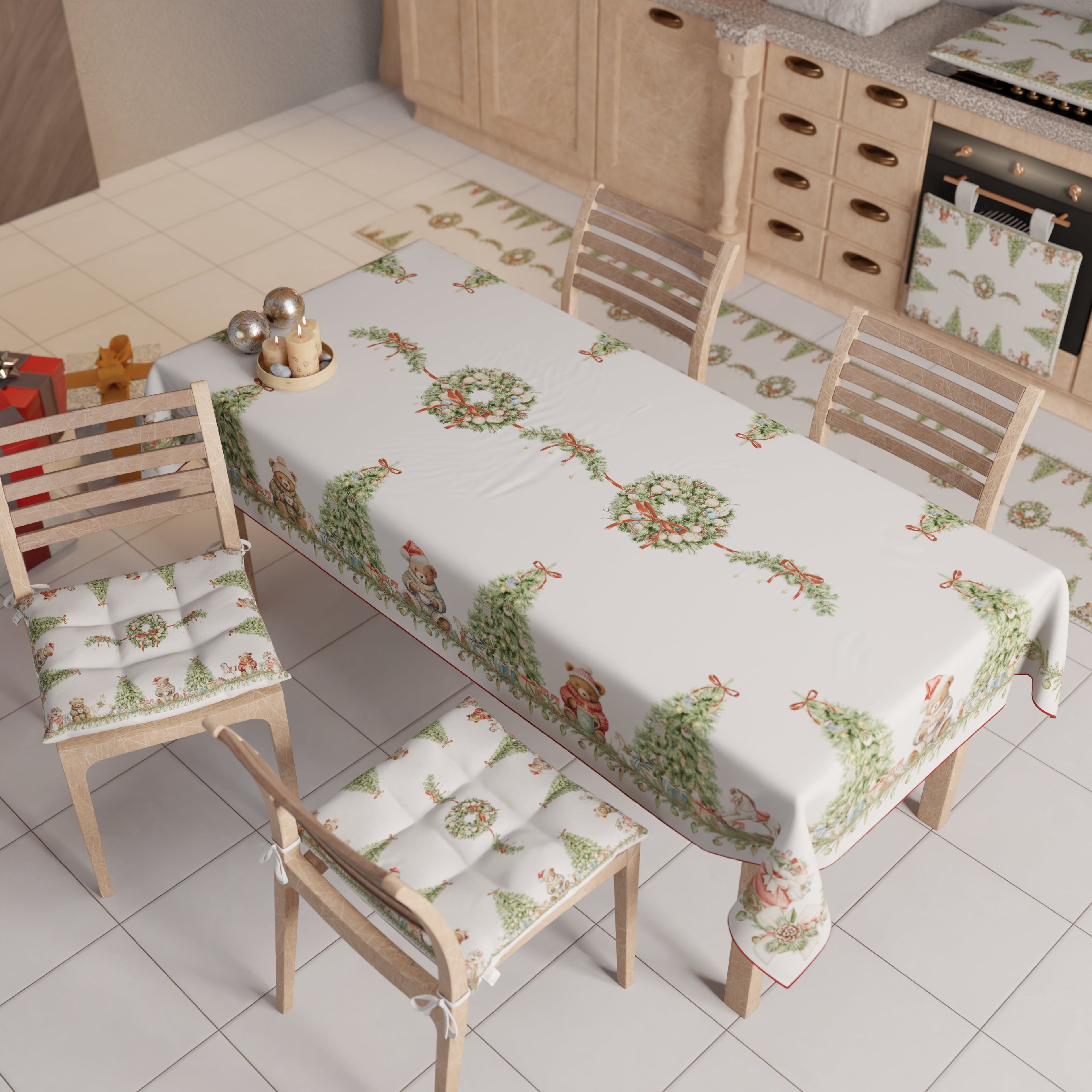 Cuscini per Sedie Natalizi Coprisedia Natalizi 6 Pezzi Xmas Bears