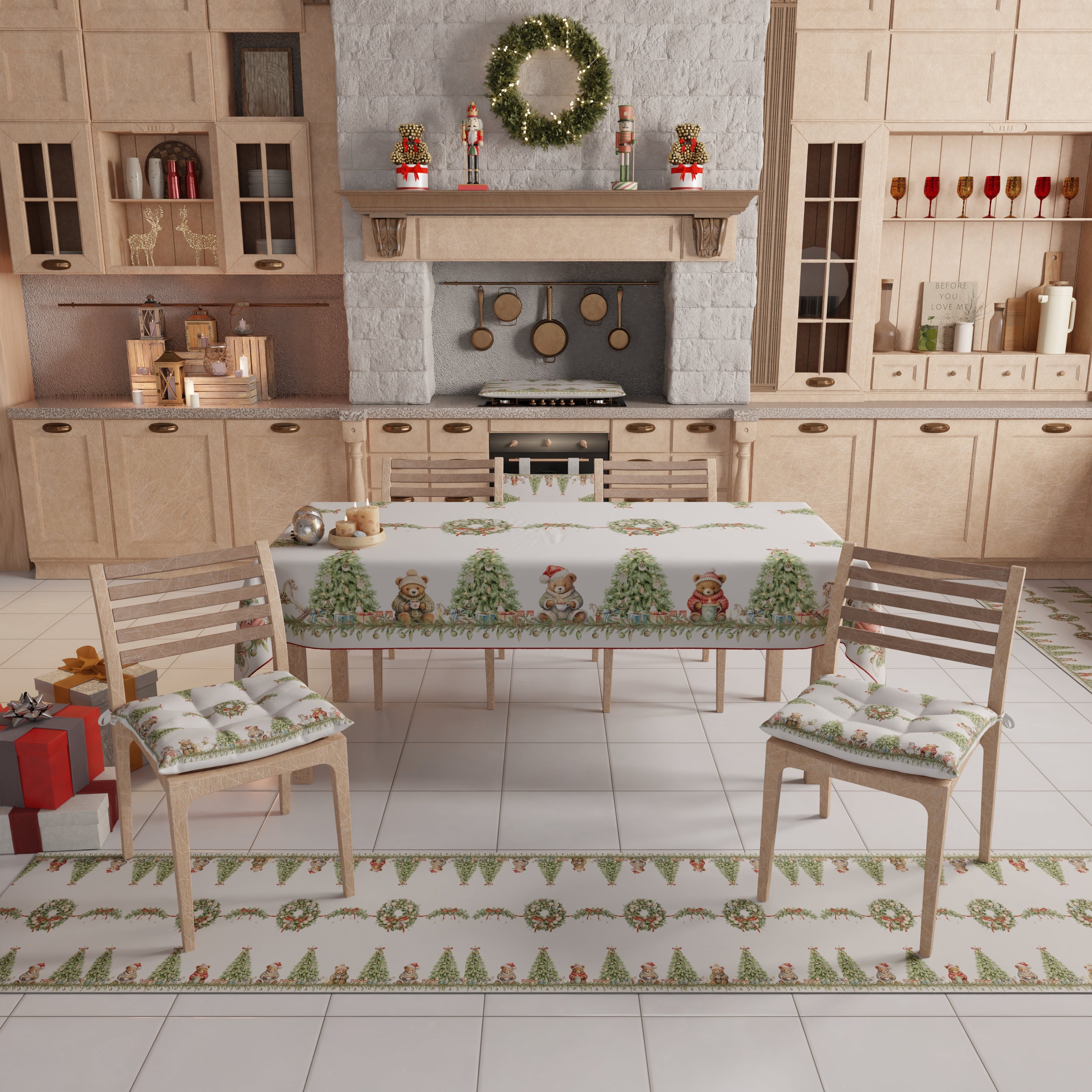 Centrotavola Natalizio per Cucina in Stampa Digitale Xmas Bears