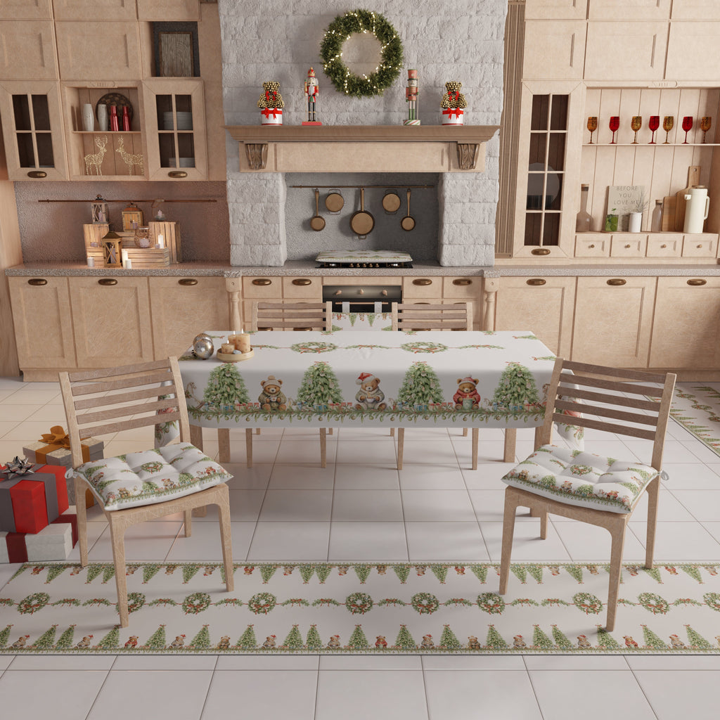 Tovaglia Natalizia, Tovaglia da tavola Antimacchia, Copritavolo da Cucina Xmas Bears