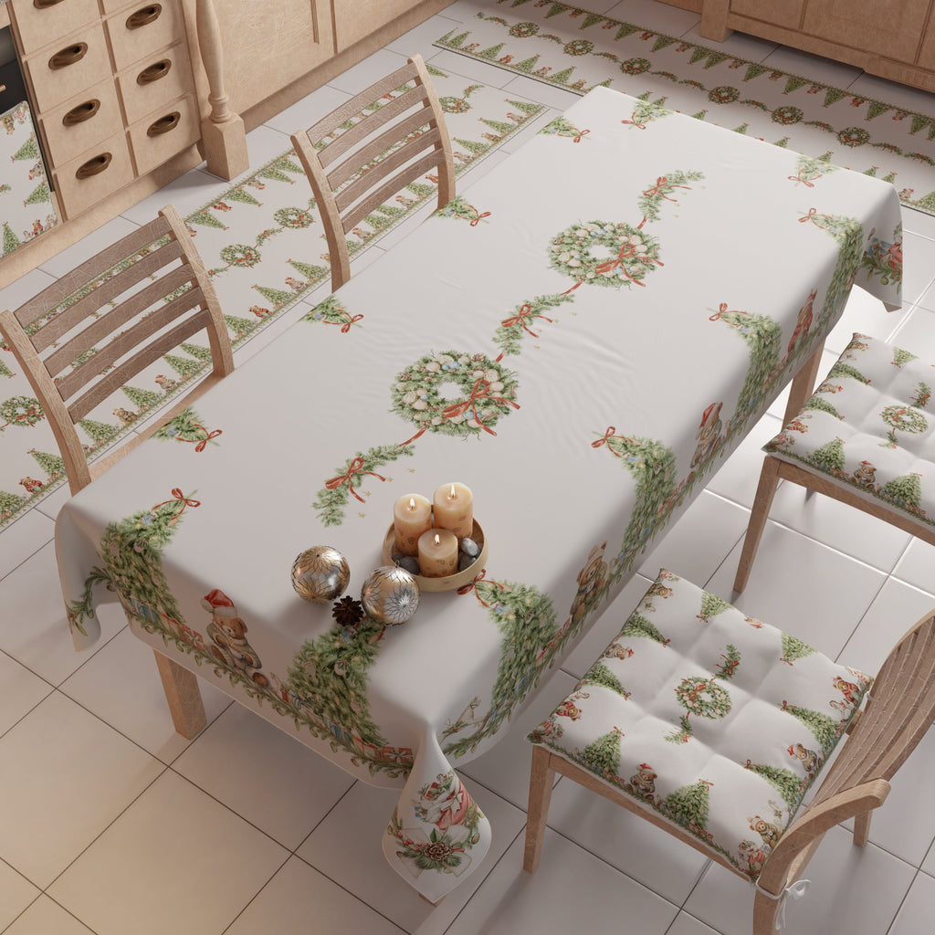 Tovaglia Natalizia, Tovaglia da tavola Antimacchia, Copritavolo da Cucina Xmas Bears