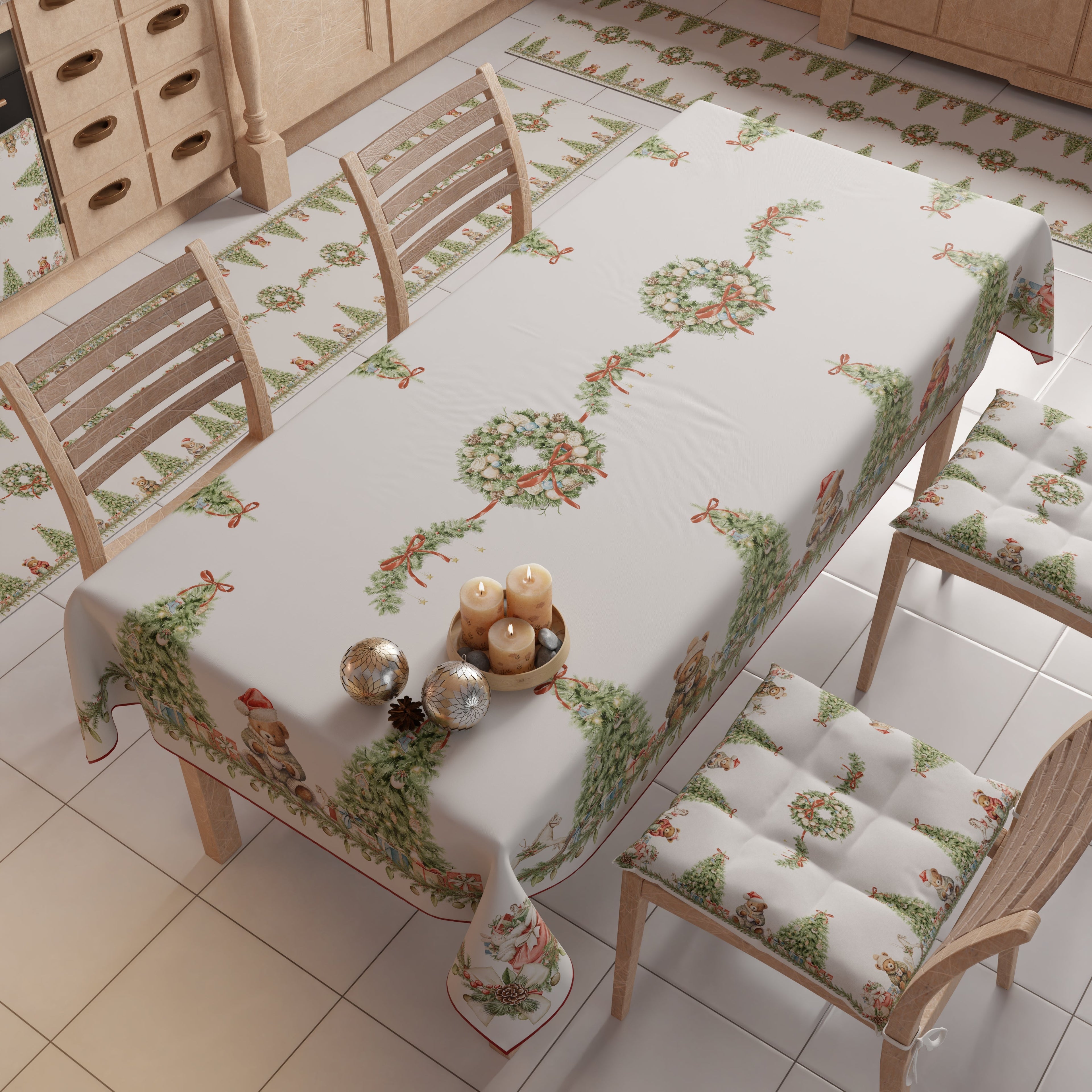 Tappeto Cucina Natalizio Antiscivolo Passatoia Natalizia Cucina lavabile Xmas Bears