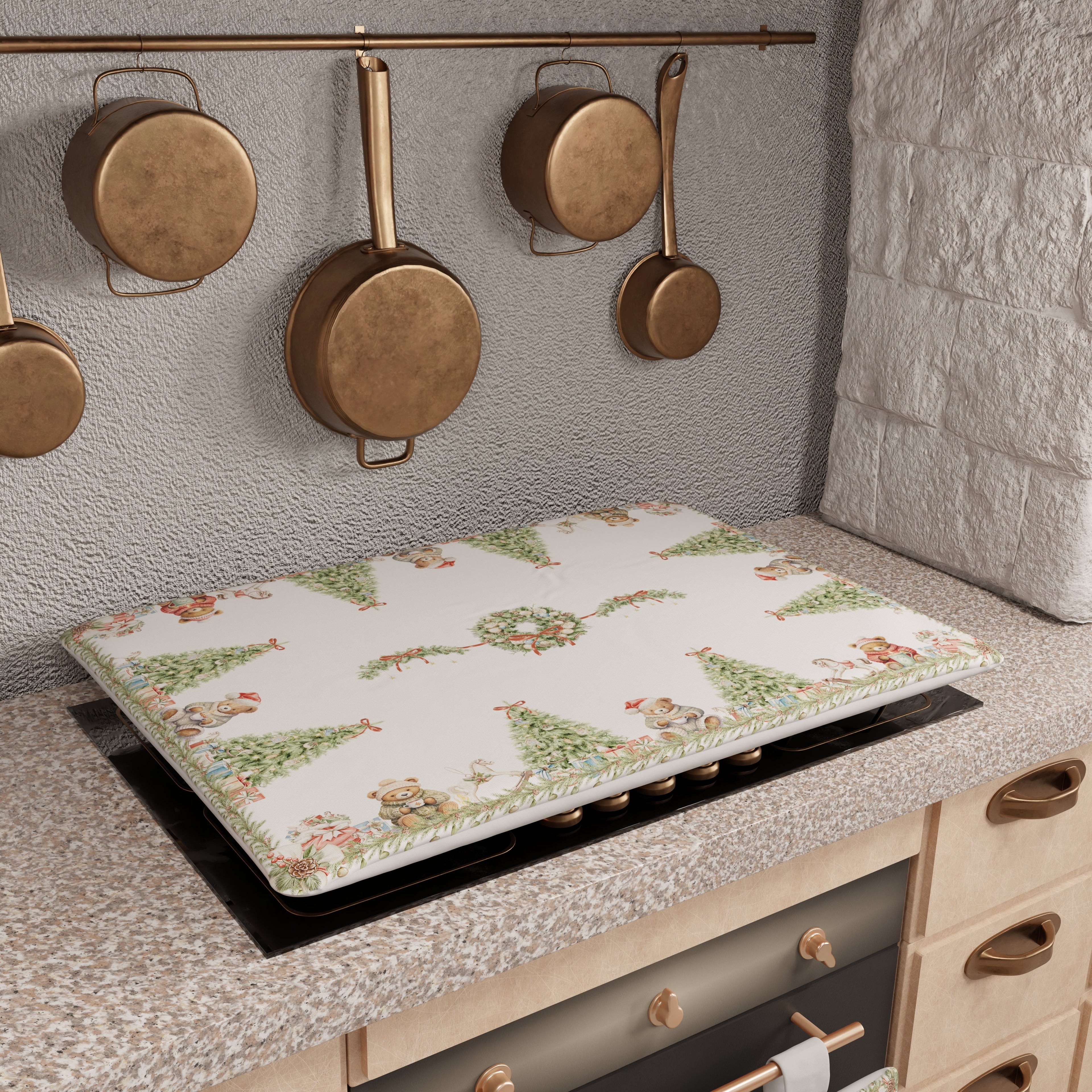 Coprifornello Natalizio Coprifuochi Cucina in Stampa Digitale Xmas Bears