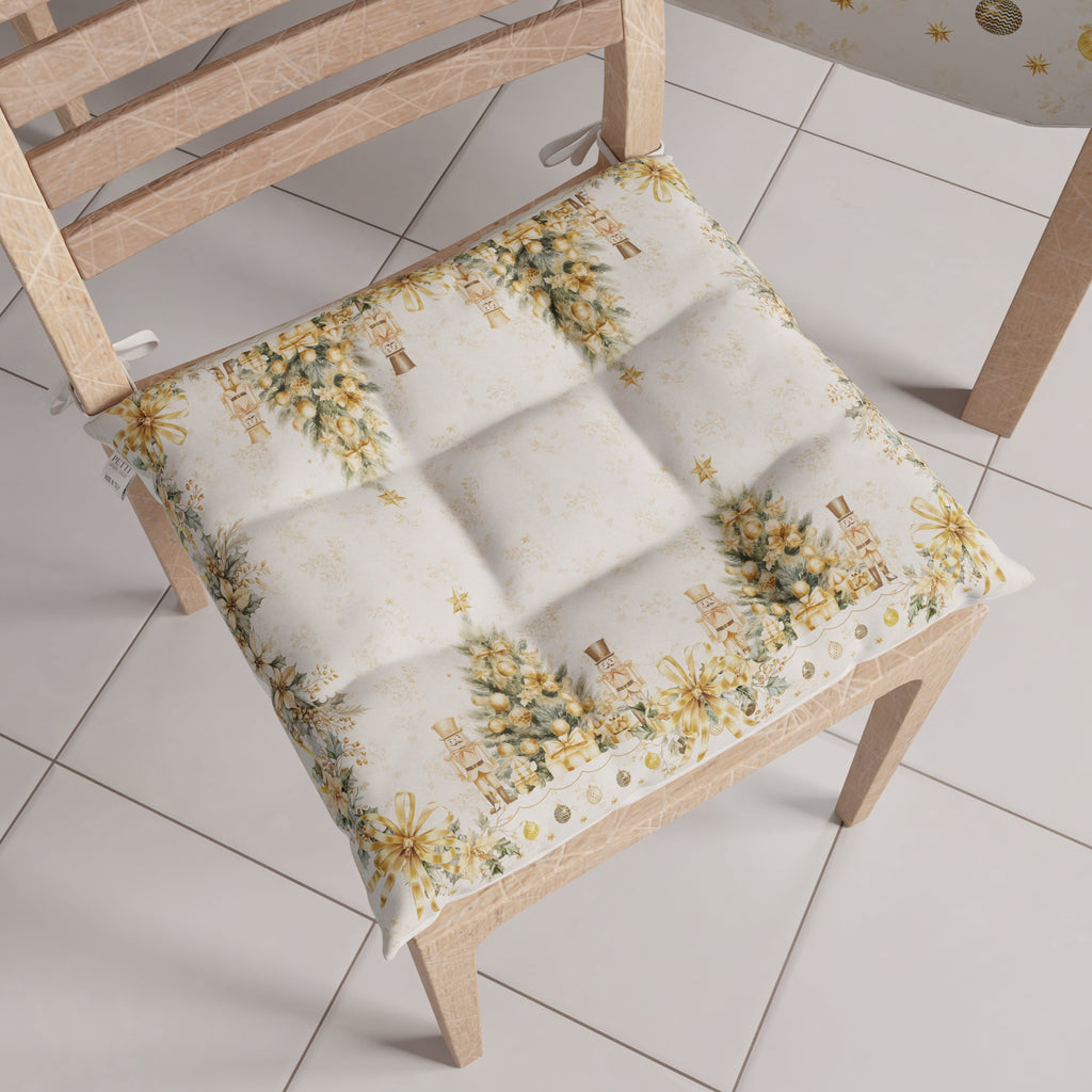 Cuscini per Sedie Natalizi Coprisedia Natalizi 6 Pezzi Xmas Gold