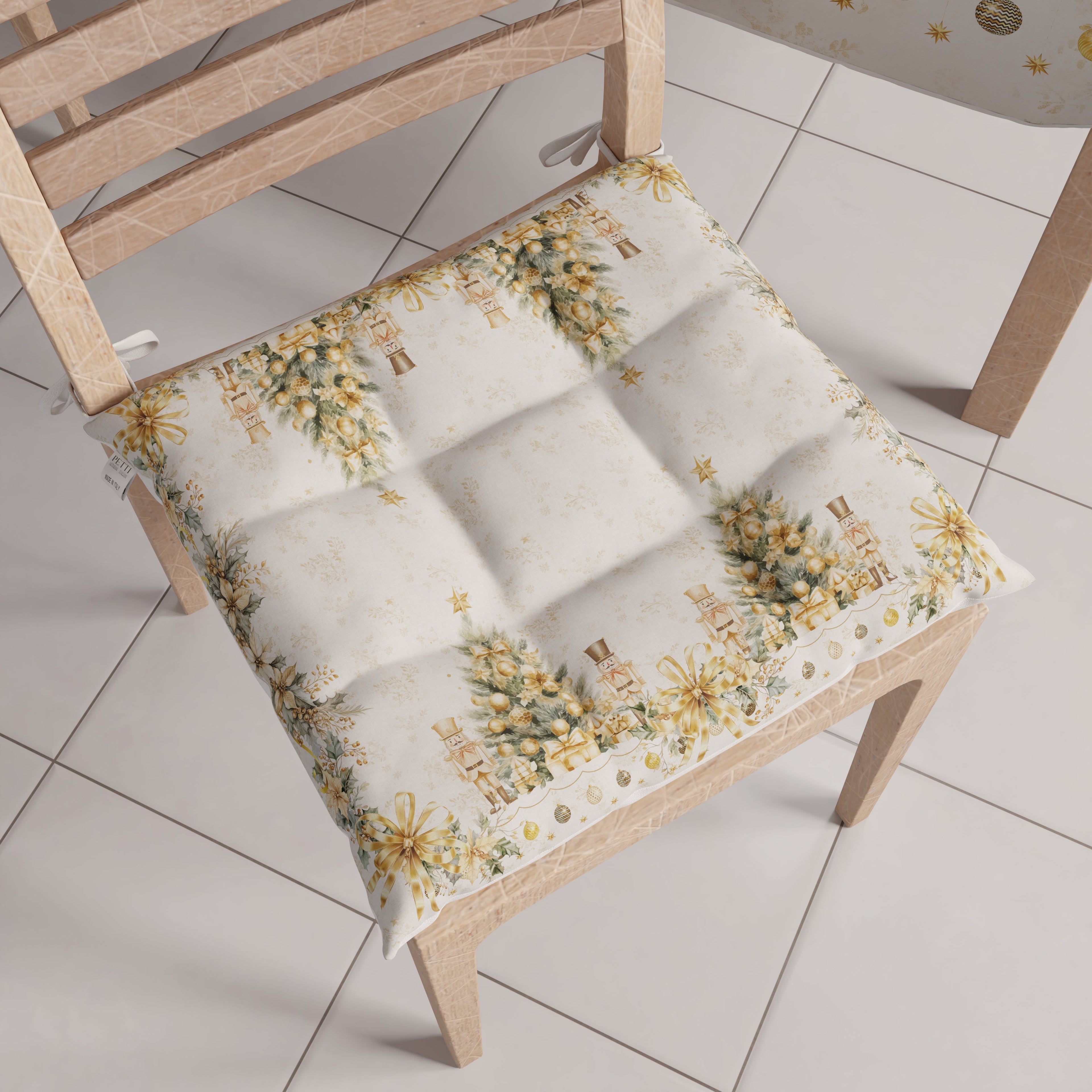 Cuscini per Sedie Natalizi Coprisedia Natalizi 6 Pezzi Xmas Gold