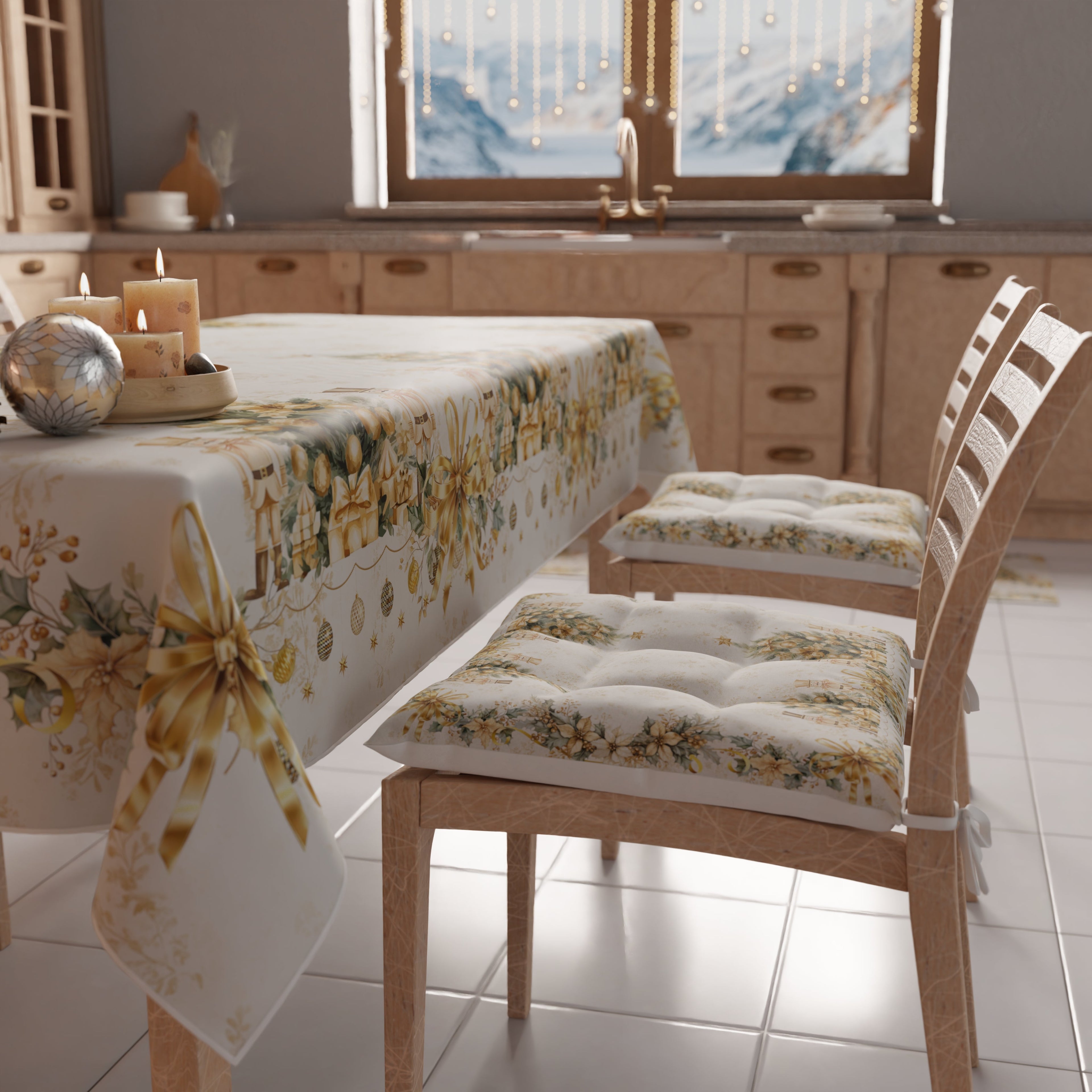 Cuscini per Sedie Natalizi Coprisedia Natalizi 6 Pezzi Xmas Gold