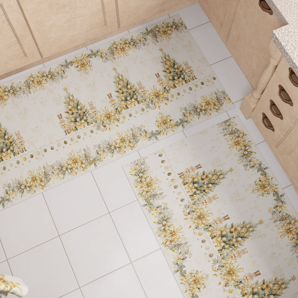 Tappeto Cucina Natalizio Antiscivolo Passatoia Natalizia Cucina lavabile Xmas Gold