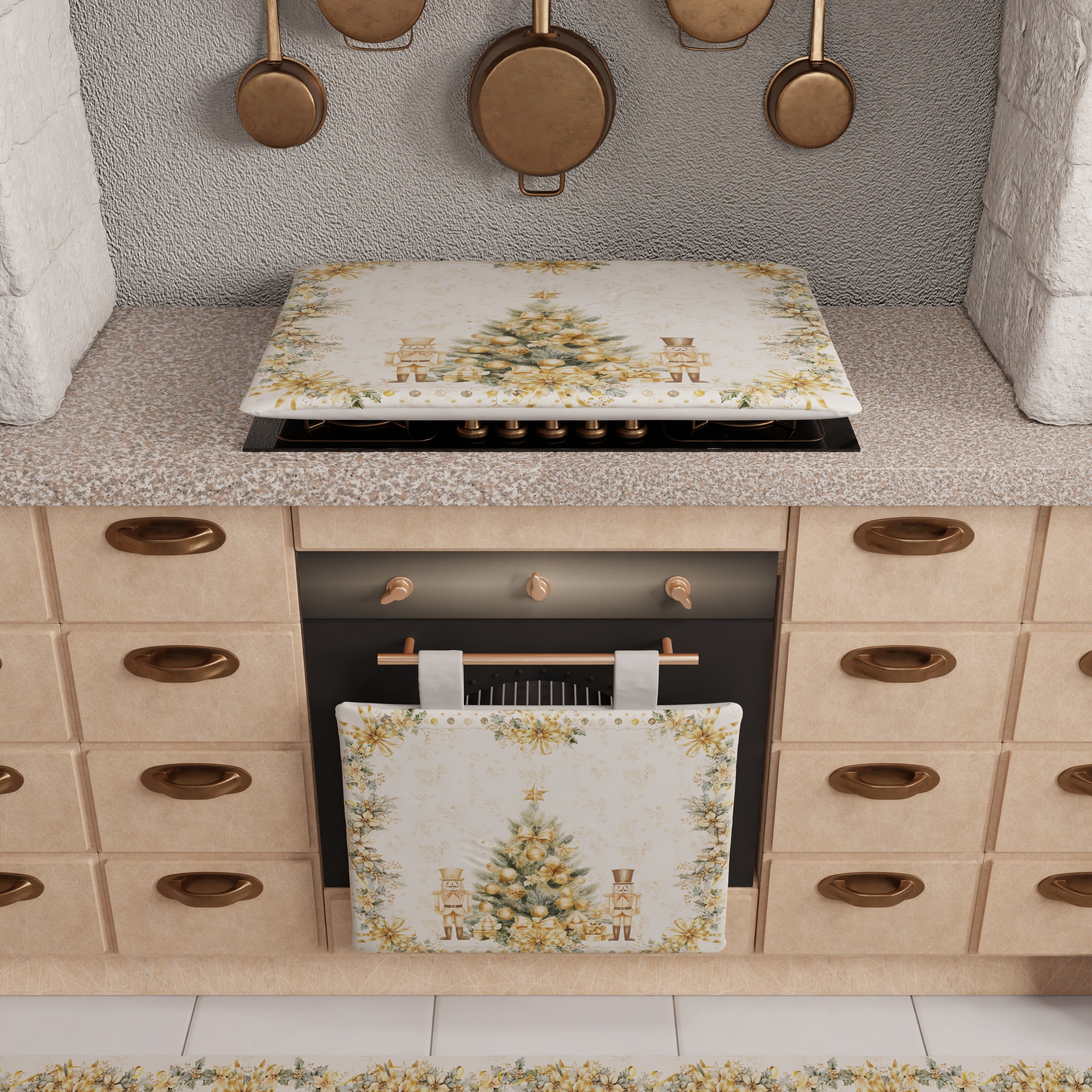 Coprifornello Natalizio Coprifuochi Cucina in Stampa Digitale Xmas Gold