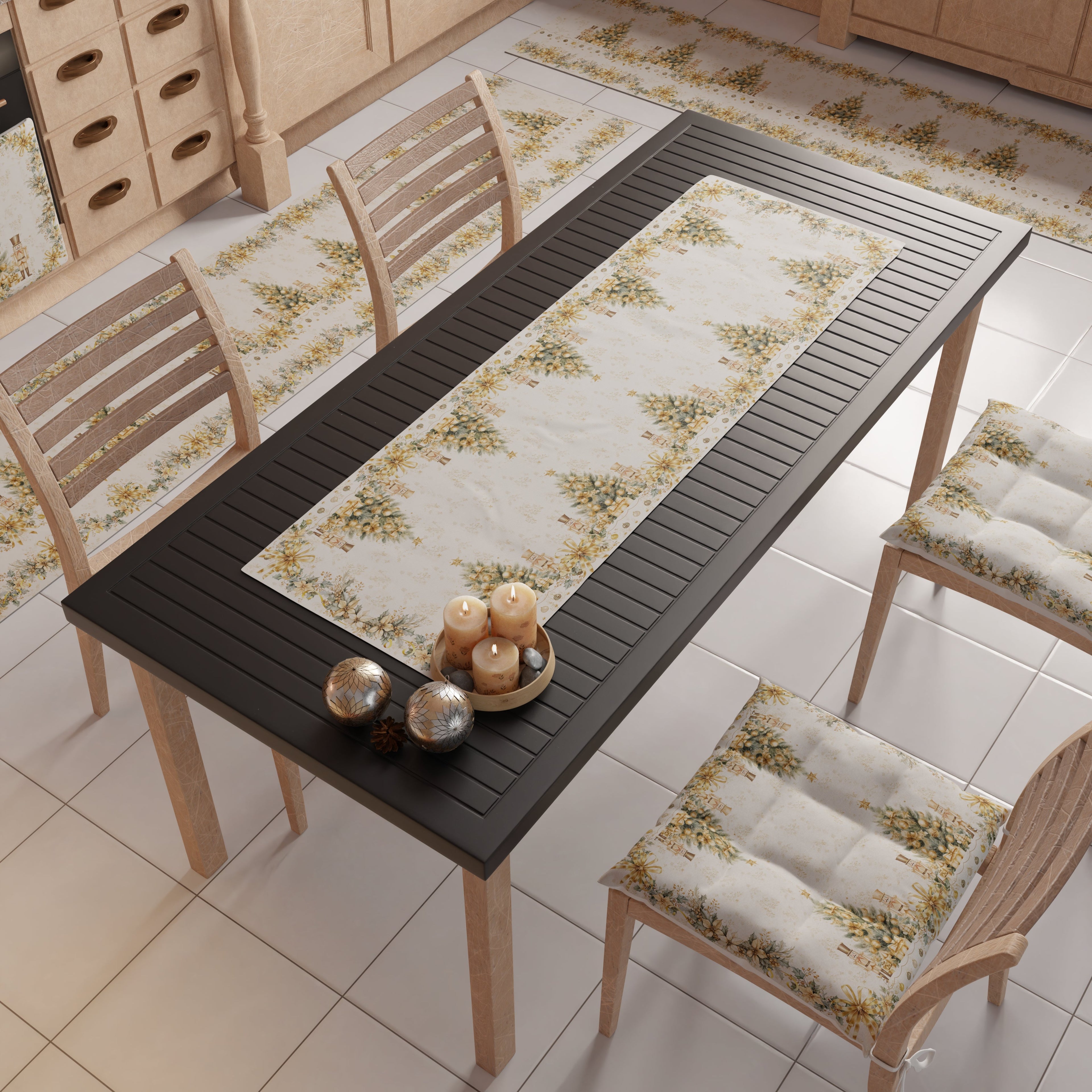 Runner Natalizi, Runner Tavola Natalizio, Tovaglia Runner Natalizia, Runner Cucina Xmas Gold