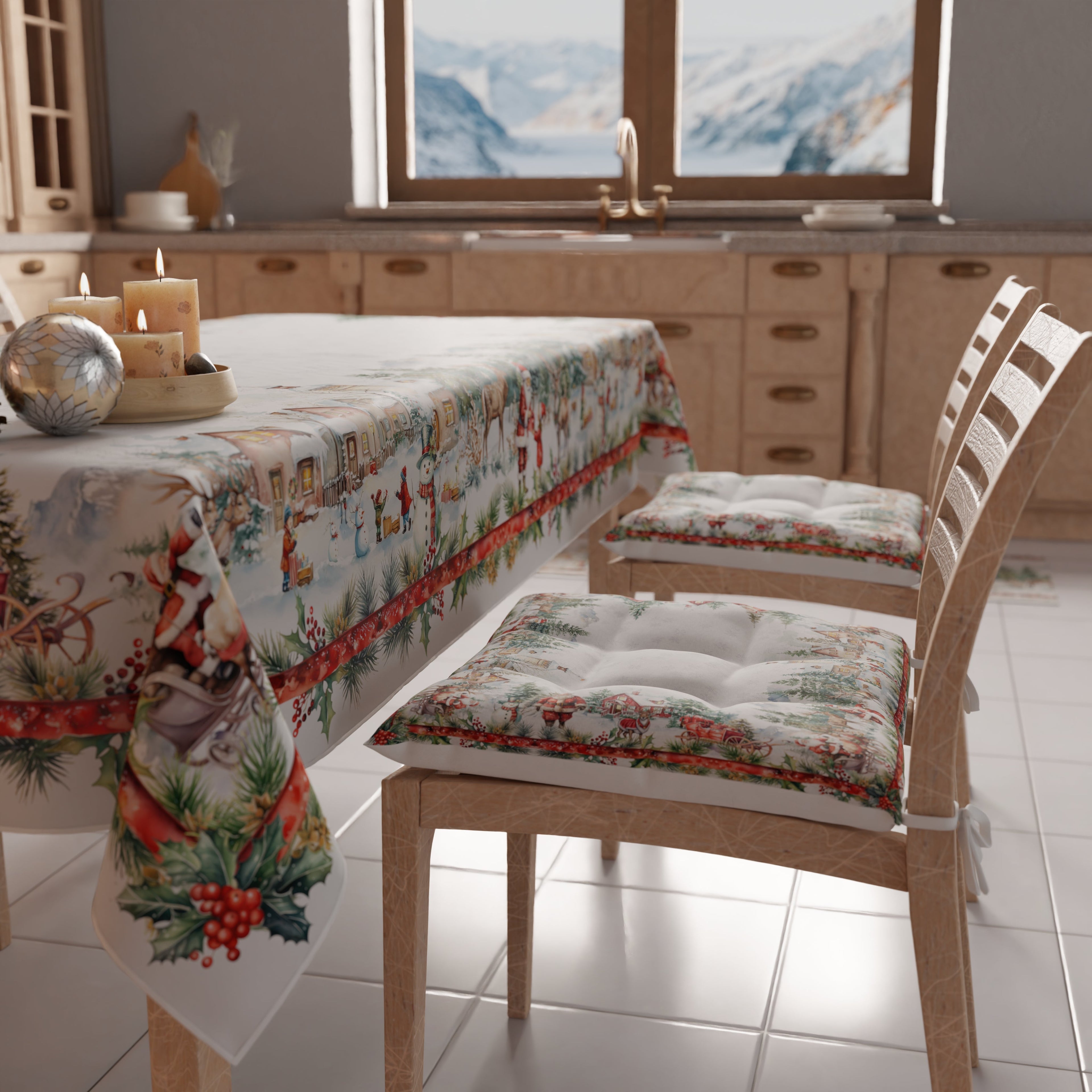 Cuscini per Sedie Natalizi Coprisedia Natalizi 6 Pezzi Xmas Santa's Land