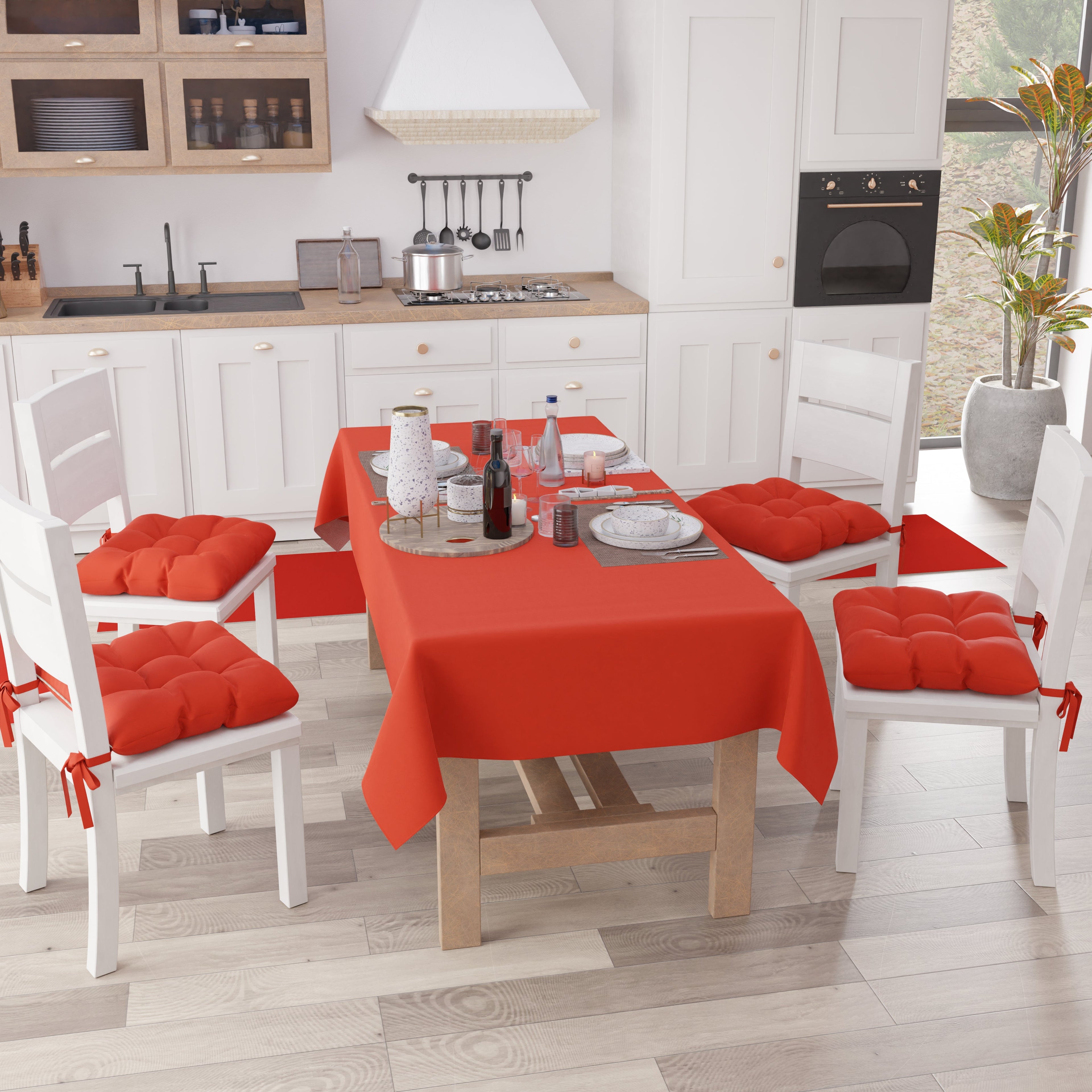 Cuscini per Sedie Cucina, Cuscini Coprisedie 6 Pezzi Rosso