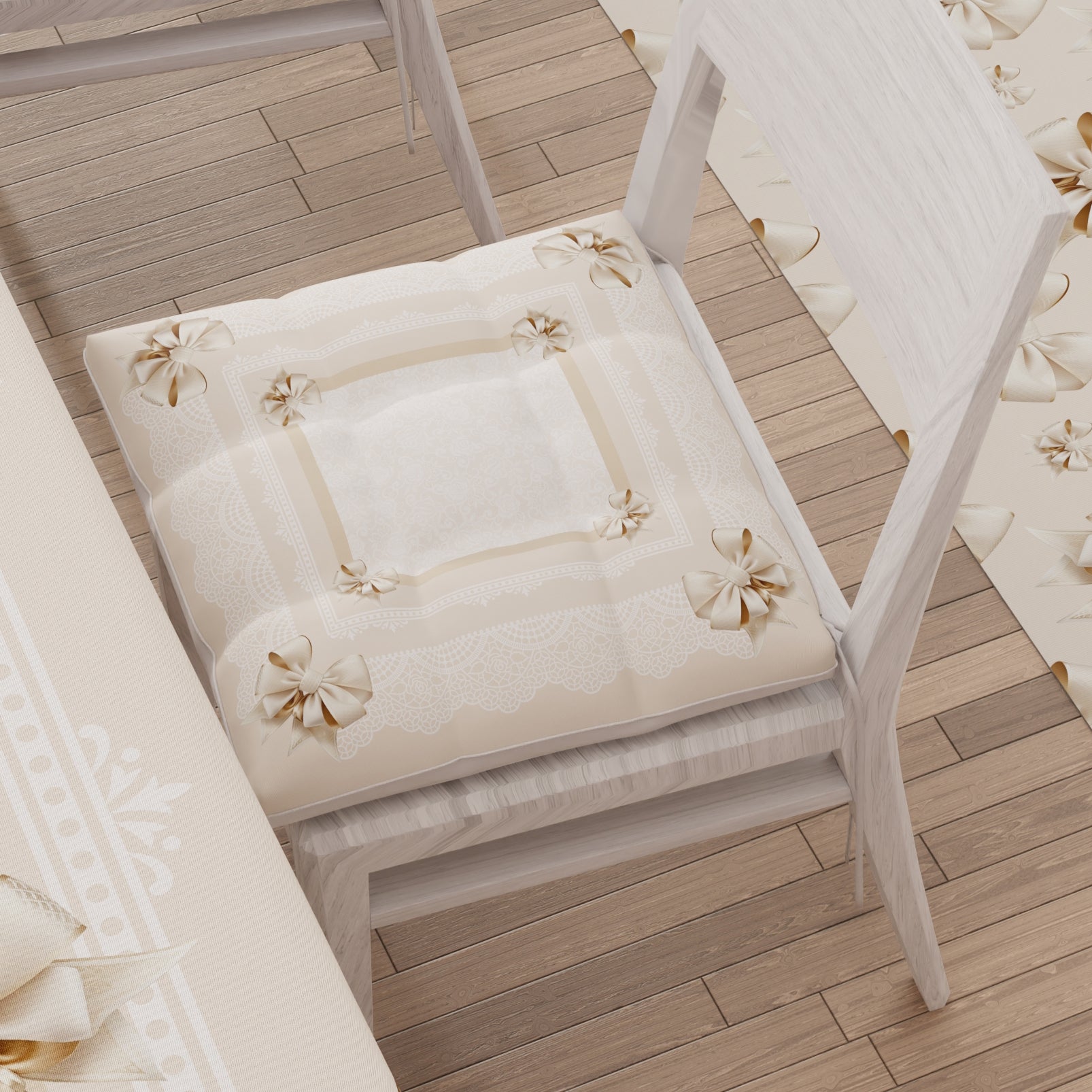 Cuscini per Sedie Coprisedia 6 Pezzi Fiocco Beige